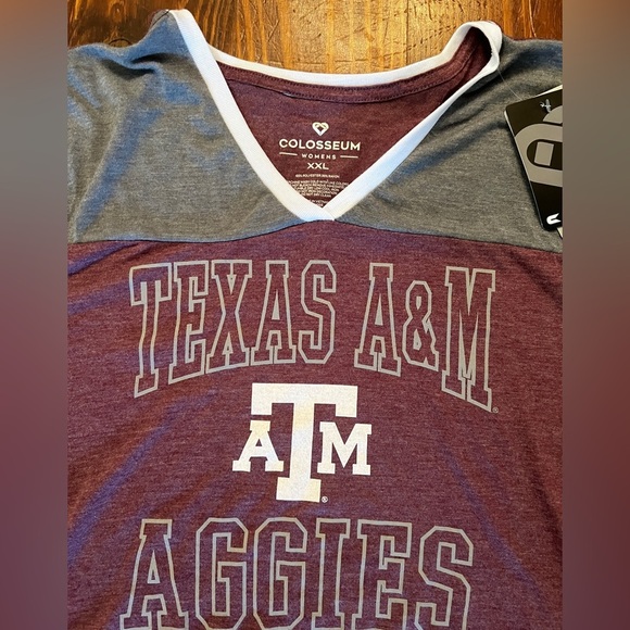 COLOSSEUM Texas ATM A&M Aggies Heathers Grey and Maroon Tee College Station - Picture 3 of 4